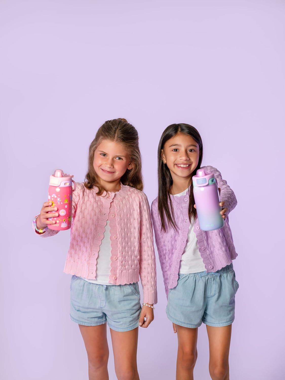 imageEllo Kids Pop ampamp Fill 12oz Water Bottle with Quick Fill Lid DoubleWall Vacuum Insulated Stainless Steel Leak Proof BPA Free Sip ampamp Chug For School Lunchboxes Construction SiteRoyal Palace