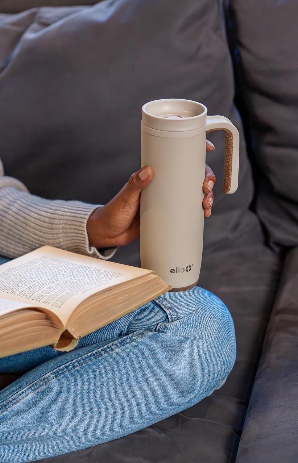 imageEllo Magnet 18oz Vacuum Insulated Stainless Steel Travel Mug with Side Handle and LeakProof Slider Lid and Builtin Coaster Keeps Hot for 5 HoursLimestone