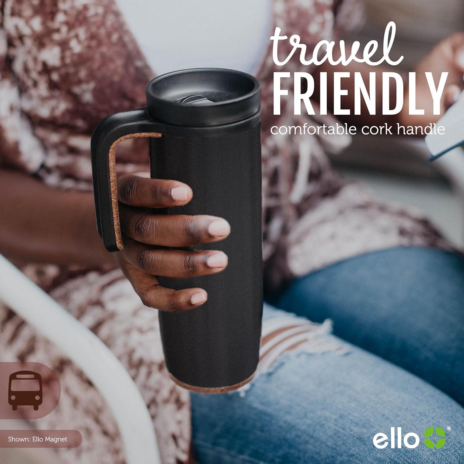imageEllo Magnet 18oz Vacuum Insulated Stainless Steel Travel Mug with Side Handle and LeakProof Slider Lid and Builtin Coaster Keeps Hot for 5 HoursSage