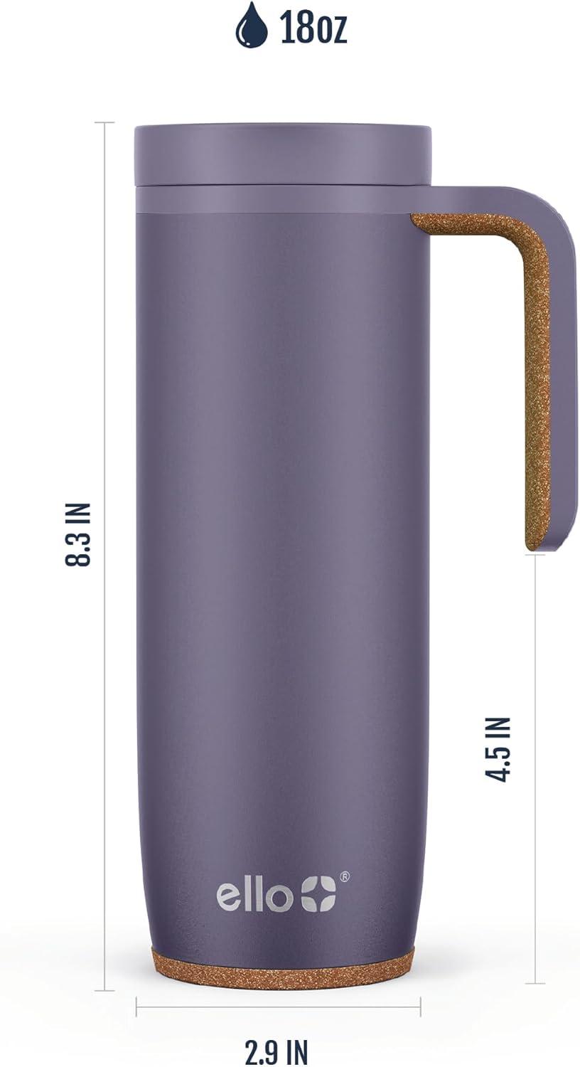 imageEllo Magnet 18oz Vacuum Insulated Stainless Steel Travel Mug with Side Handle and LeakProof Slider Lid and Builtin Coaster Keeps Hot for 5 HoursShadow