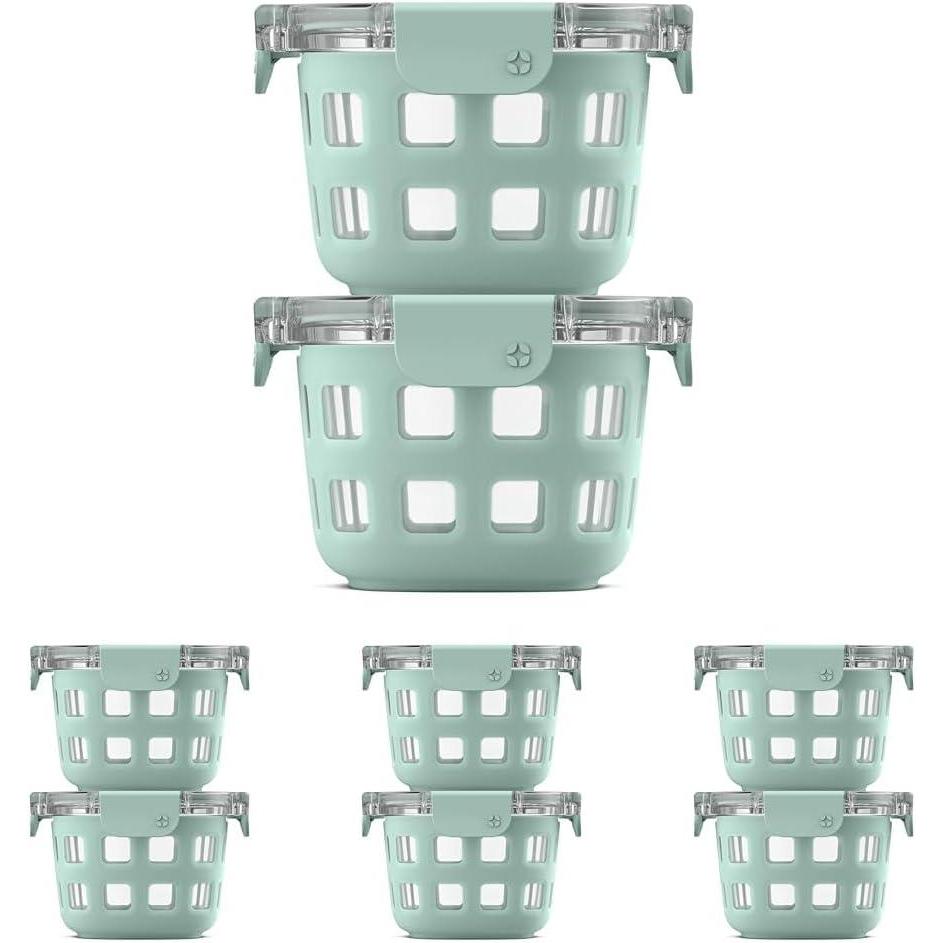 imageEllo Duraglass 8Pack 2 Cup Reusable Glass Container Jar with Leak Proof Lids and Protective Silicone Sleeves  Perfect for Overnight Oats Snacks Yogurt  BPAFree  Dishwasher Safe  Yucca