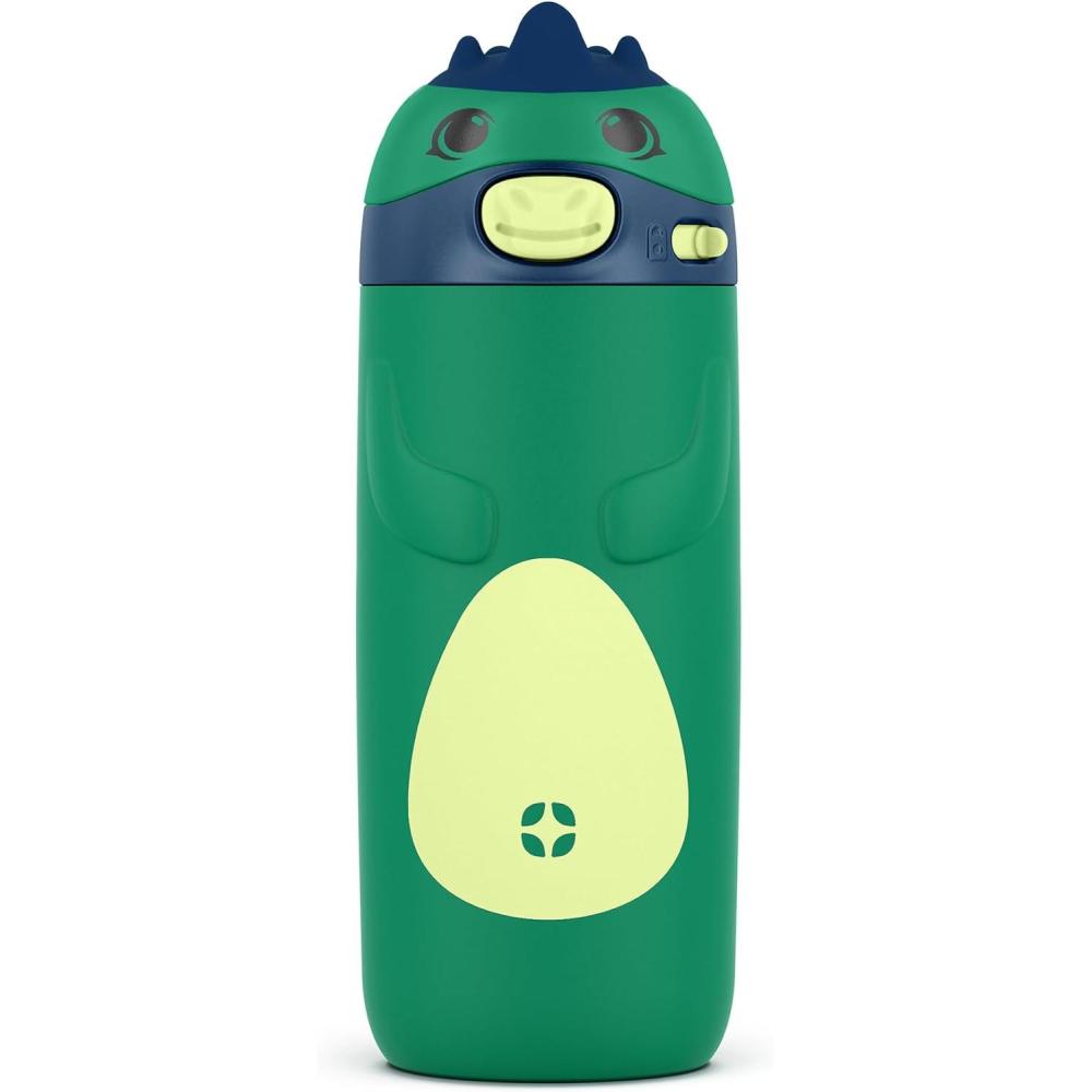 imageEllo Ellies 12oz Vacuum Insulated Stainless Steel Kids Water Bottle with Straw and Builtin Carrying Handle and LeakProof Locking Lid for School Backpack Lunchbox and Outdoor Sports PandaDino