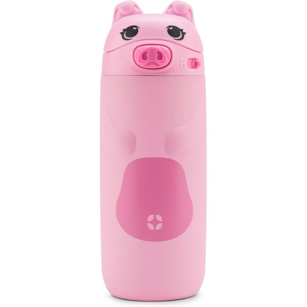 imageEllo Ellies 12oz Vacuum Insulated Stainless Steel Kids Water Bottle with Straw and Builtin Carrying Handle and LeakProof Locking Lid for School Backpack Lunchbox and Outdoor Sports PandaPig