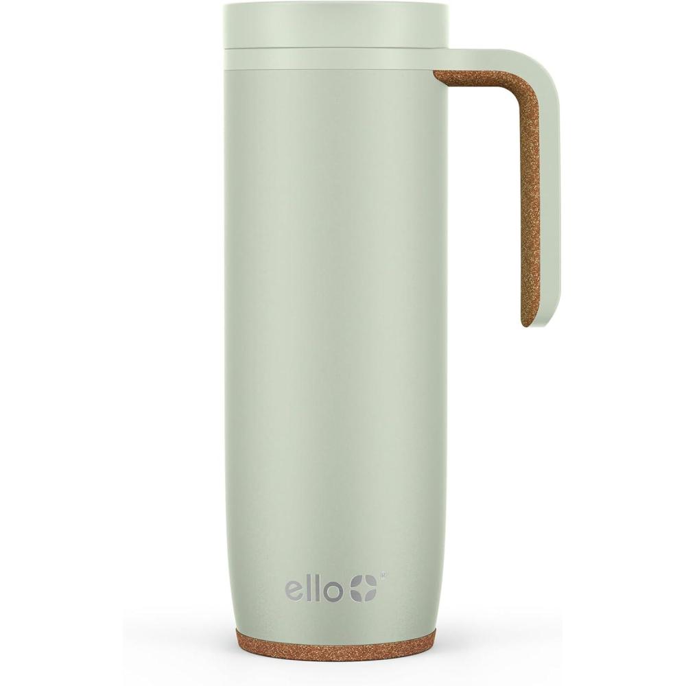 imageEllo Magnet 18oz Vacuum Insulated Stainless Steel Travel Mug with Side Handle and LeakProof Slider Lid and Builtin Coaster Keeps Hot for 5 HoursSage