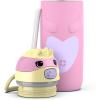 imageEllo Ellies 12oz Vacuum Insulated Stainless Steel Kids Water Bottle with Straw and Builtin Carrying Handle and LeakProof Locking Lid for School Backpack Lunchbox and Outdoor Sports PandaUnicorn
