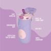 imageEllo Ellies 12oz Vacuum Insulated Stainless Steel Kids Water Bottle with Straw and Builtin Carrying Handle and LeakProof Locking Lid for School Backpack Lunchbox and Outdoor Sports PandaCat