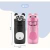imageEllo Ellies 16oz Plastic Kids Water Bottle with Straw and Builtin Carrying Handle and LeakProof Locking Lid for School backpack Lunchbox and Outdoor Sports PigPanda