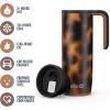 imageEllo Magnet 18oz Vacuum Insulated Stainless Steel Travel Mug with Side Handle and LeakProof Slider Lid and Builtin Coaster Keeps Hot for 5 HoursTortoise Shell Airwap