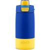 imageEllo Kids Colby 12oz Stainless Steel Insulated Water Bottle with Straw and BuiltIn Silicone Coaster Carrying Handle and LeakProof Locking Lid for School Backpack Lunchbox and Outdoor SportsBlueOrange