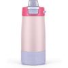 imageEllo Kids Colby 12oz Stainless Steel Insulated Water Bottle with Straw and BuiltIn Silicone Coaster Carrying Handle and LeakProof Locking Lid for School Backpack Lunchbox and Outdoor SportsBubble Berry