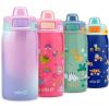 imageEllo Kids Pop ampamp Fill 12oz Water Bottle with Quick Fill Lid DoubleWall Vacuum Insulated Stainless Steel Leak Proof BPA Free Sip ampamp Chug For School Lunchboxes Construction SitePurple Watercolor