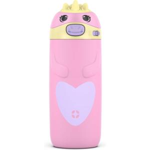 imageEllo Ellies 12oz Vacuum Insulated Stainless Steel Kids Water Bottle with Straw and Builtin Carrying Handle and LeakProof Locking Lid for School Backpack Lunchbox and Outdoor Sports PandaUnicorn