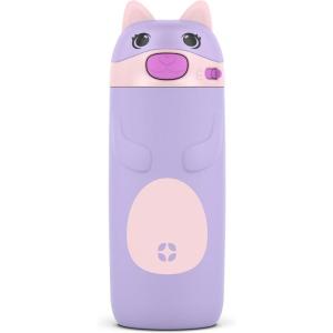 imageEllo Ellies 12oz Vacuum Insulated Stainless Steel Kids Water Bottle with Straw and Builtin Carrying Handle and LeakProof Locking Lid for School Backpack Lunchbox and Outdoor Sports PandaCat
