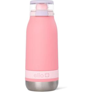imageEllo Emma 14oz Vacuum Insulated Stainless Steel Kids Water Bottle with Straw and Builtin Carrying Handle and LeakProof Locking Lid for School Backpack Lunchbox and Outdoor SportsSweetheart