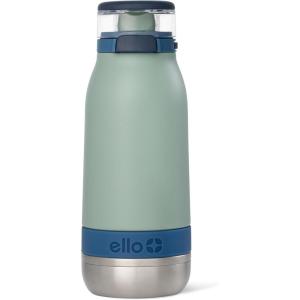 imageEllo Emma 14oz Vacuum Insulated Stainless Steel Kids Water Bottle with Straw and Builtin Carrying Handle and LeakProof Locking Lid for School Backpack Lunchbox and Outdoor SportsSeaside