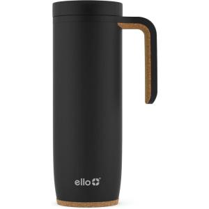 imageEllo Magnet 18oz Vacuum Insulated Stainless Steel Travel Mug with Side Handle and LeakProof Slider Lid and Builtin Coaster Keeps Hot for 5 HoursMatte Black