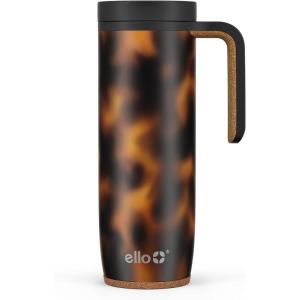 imageEllo Magnet 18oz Vacuum Insulated Stainless Steel Travel Mug with Side Handle and LeakProof Slider Lid and Builtin Coaster Keeps Hot for 5 HoursTortoise Shell Airwap