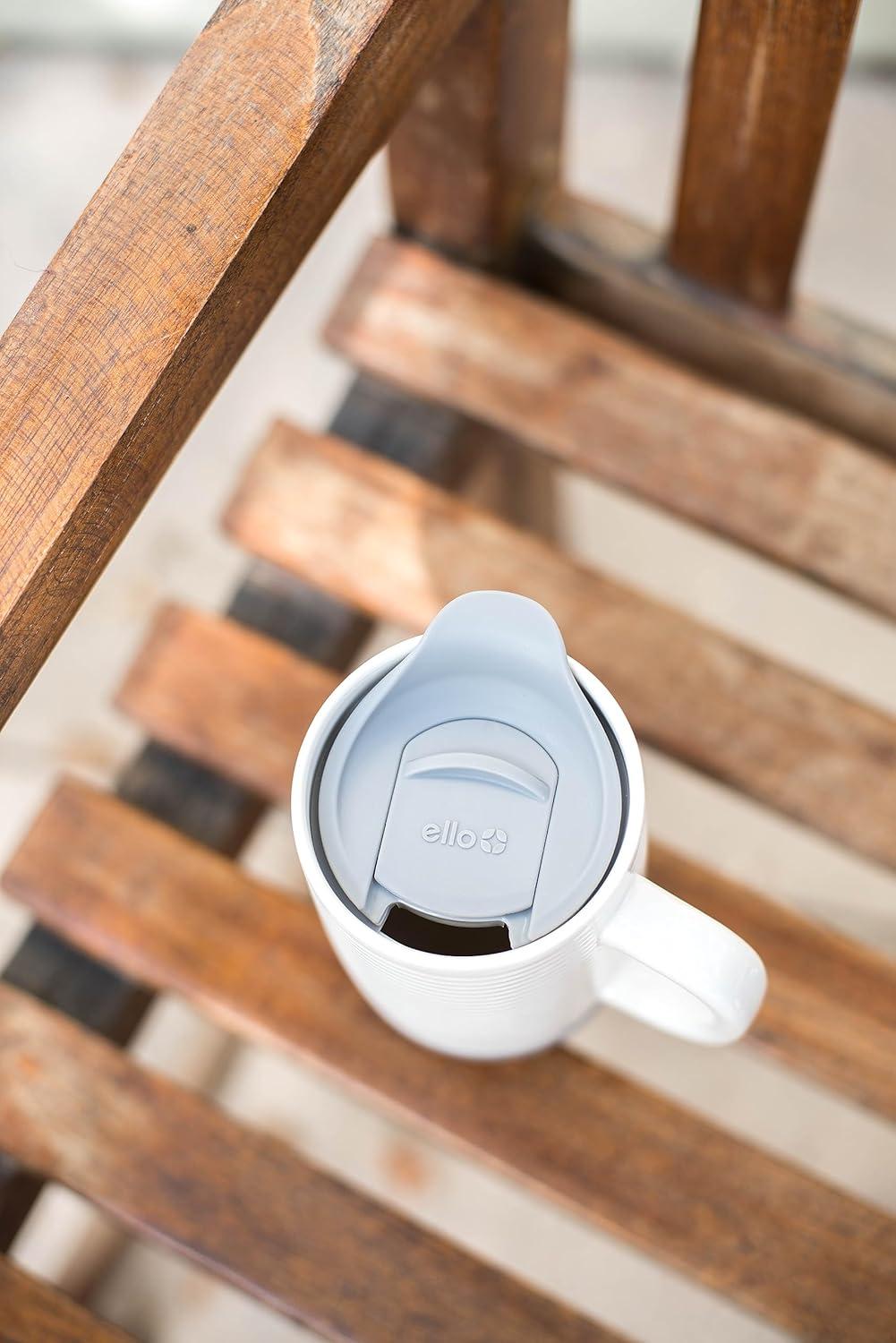 imageEllo Jane 18oz Ceramic Travel Mug with Handle SplashResistant Slider Lid and Builtin Coaster Perfect for Coffee and Tea BPA Free Dishwasher Safe Gift for Him Her Birthday AlligatorGray