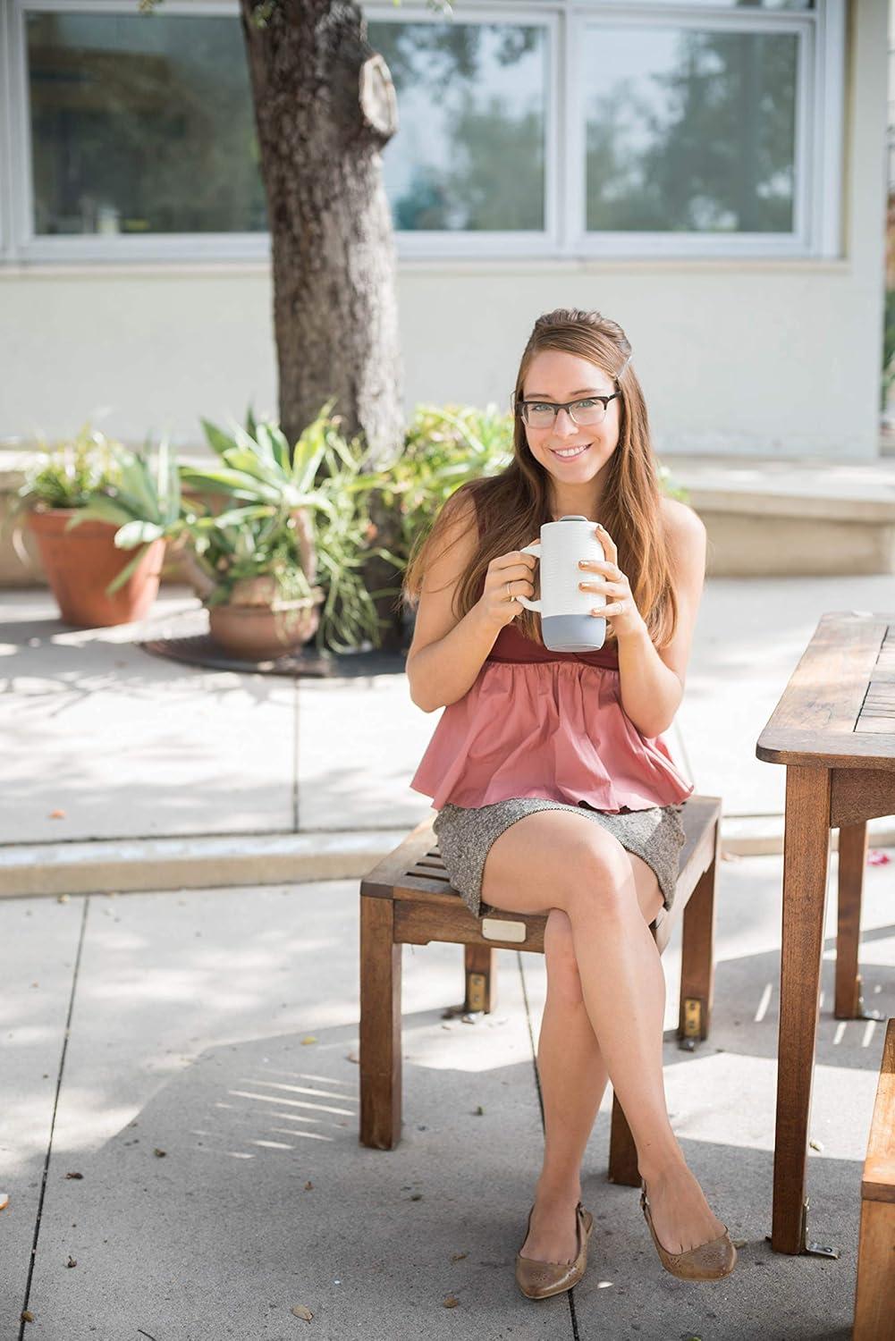 imageEllo Jane 18oz Ceramic Travel Mug with Handle SplashResistant Slider Lid and Builtin Coaster Perfect for Coffee and Tea BPA Free Dishwasher Safe Gift for Him Her Birthday AlligatorGray