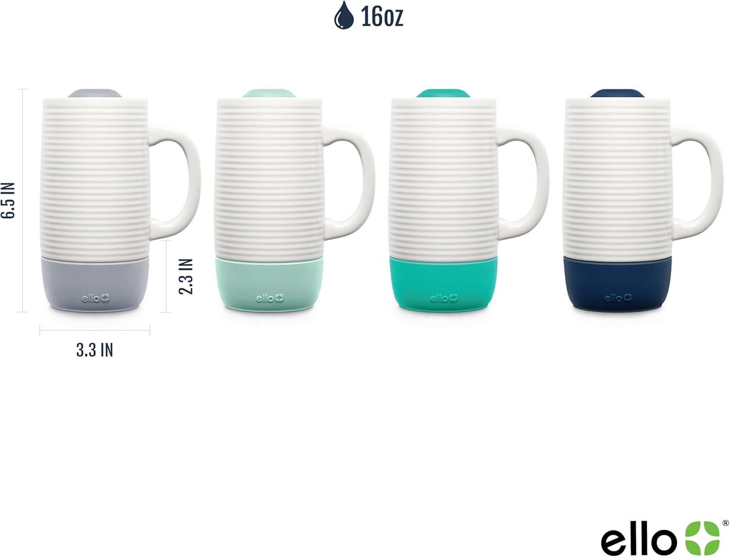 imageEllo Jane 18oz Ceramic Travel Mug with Handle SplashResistant Slider Lid and Builtin Coaster Perfect for Coffee and Tea BPA Free Dishwasher Safe Gift for Him Her Birthday AlligatorMidnight