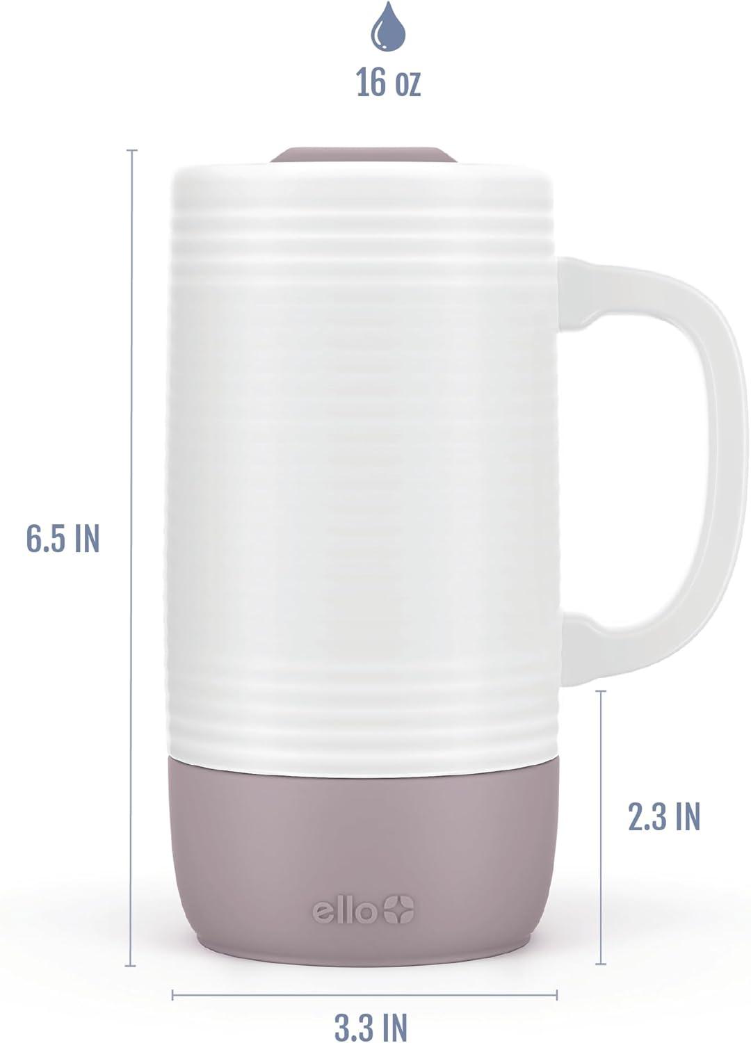 imageEllo Jane 18oz Ceramic Travel Mug with Handle SplashResistant Slider Lid and Builtin Coaster Perfect for Coffee and Tea BPA Free Dishwasher Safe Gift for Him Her Birthday AlligatorMauvewood