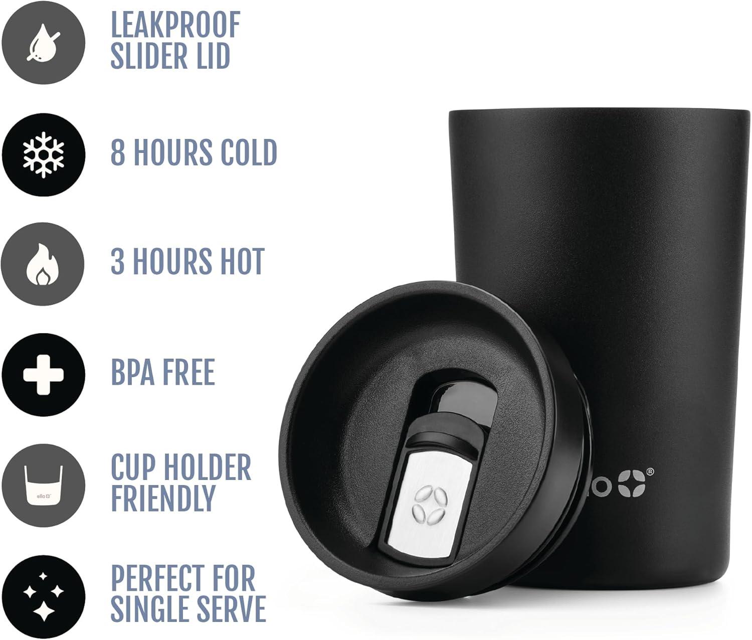 imageEllo Jones Stainless Steel Travel Coffee Mug  Travel Tea Mug 11oz Black