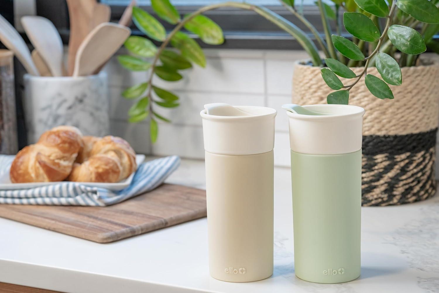 imageEllo Ogden 16oz Ceramic Travel Mug with SplashResistant Slider Lid and Protective Silicone Sleeve Perfect for Coffee or Tea BPAFree Dishwasher Safe MineralMineral