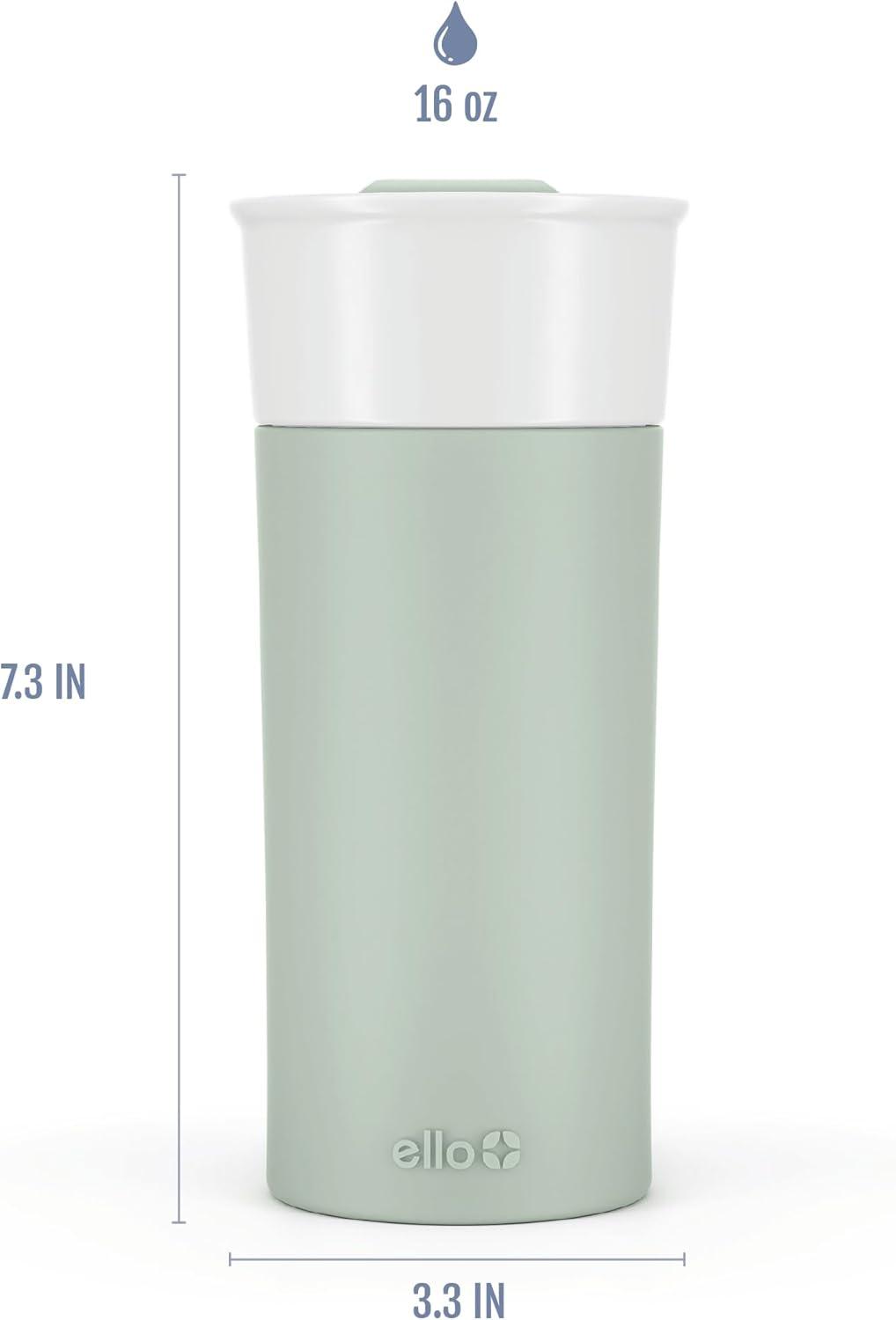 imageEllo Ogden 16oz Ceramic Travel Mug with SplashResistant Slider Lid and Protective Silicone Sleeve Perfect for Coffee or Tea BPAFree Dishwasher Safe MineralHoneydew