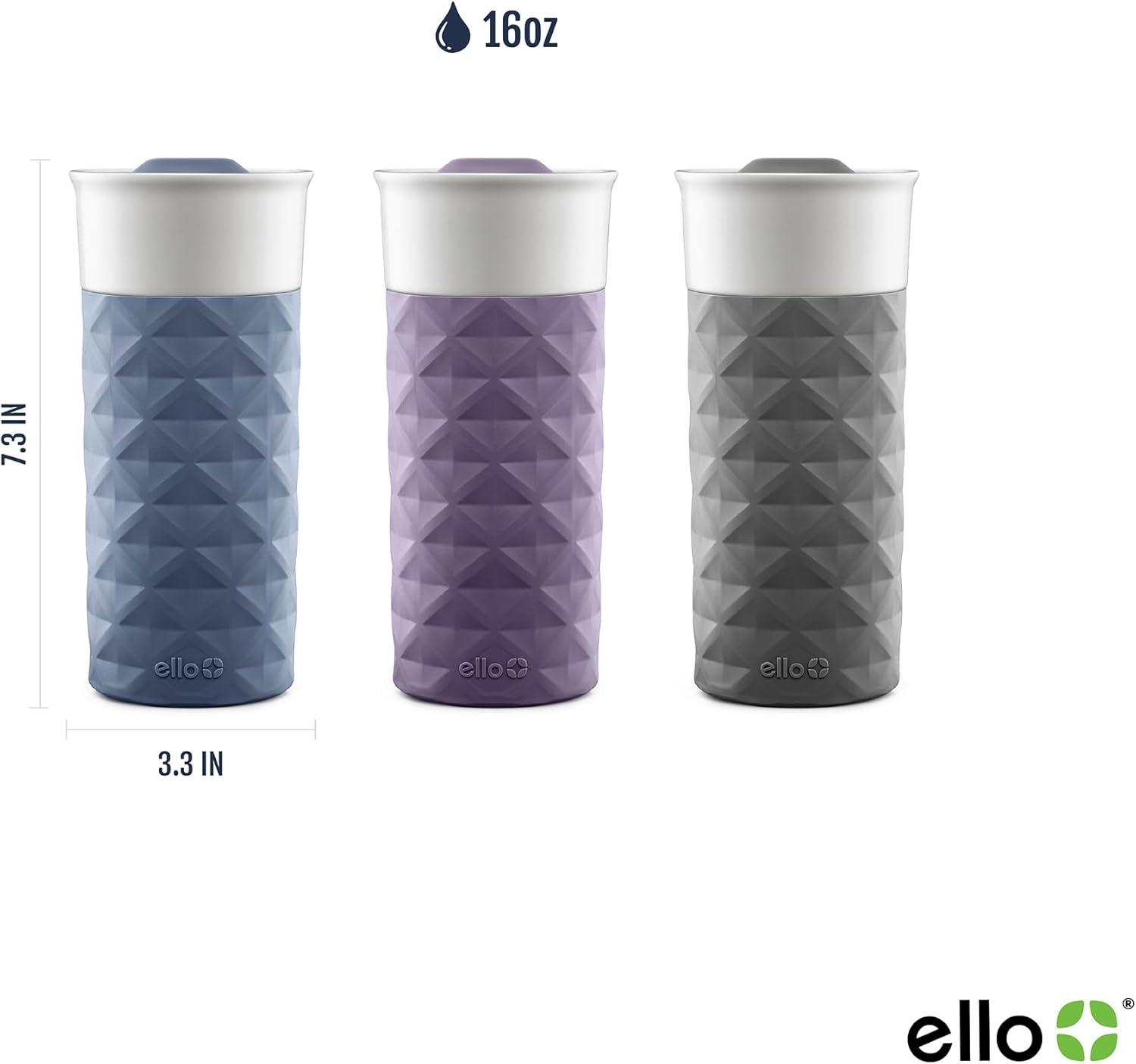 imageEllo Ogden 16oz Ceramic Travel Mug with SplashResistant Slider Lid and Protective Silicone Sleeve Perfect for Coffee or Tea BPAFree Dishwasher Safe MineralDeep Purple