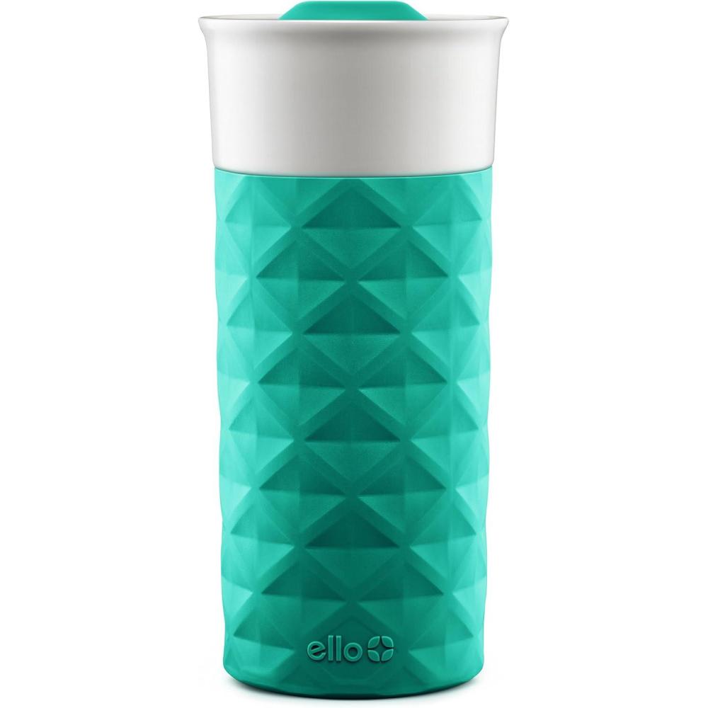imageEllo Ogden 16oz Ceramic Travel Mug with SplashResistant Slider Lid and Protective Silicone Sleeve Perfect for Coffee or Tea BPAFree Dishwasher Safe MineralTeal