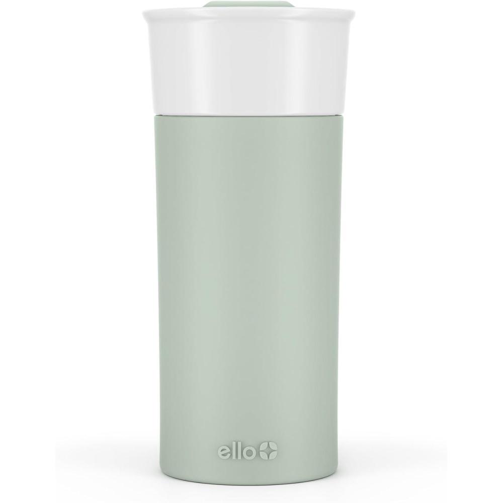 imageEllo Ogden 16oz Ceramic Travel Mug with SplashResistant Slider Lid and Protective Silicone Sleeve Perfect for Coffee or Tea BPAFree Dishwasher Safe MineralHoneydew