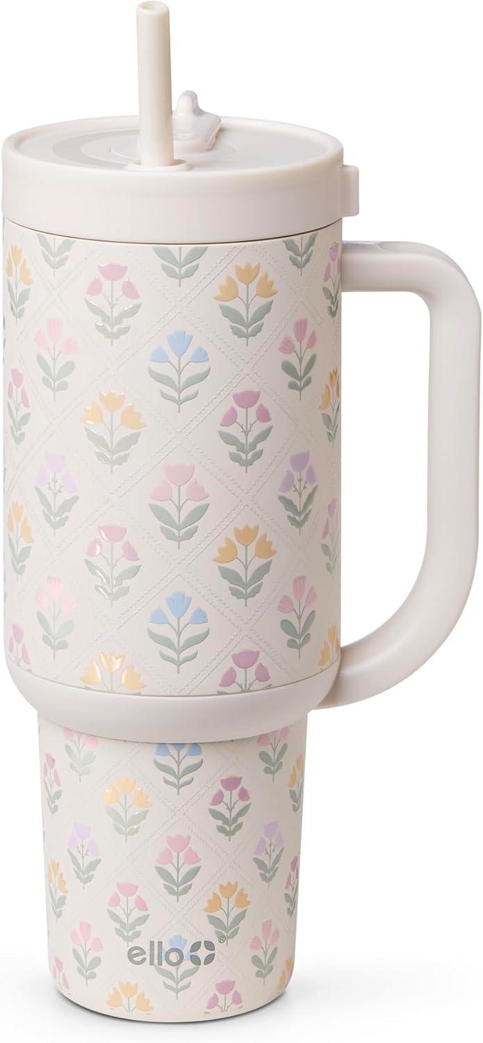 imageEllo Oasis 40oz Stainless Steel Water Bottle  Flower QuiltFlower Quilt