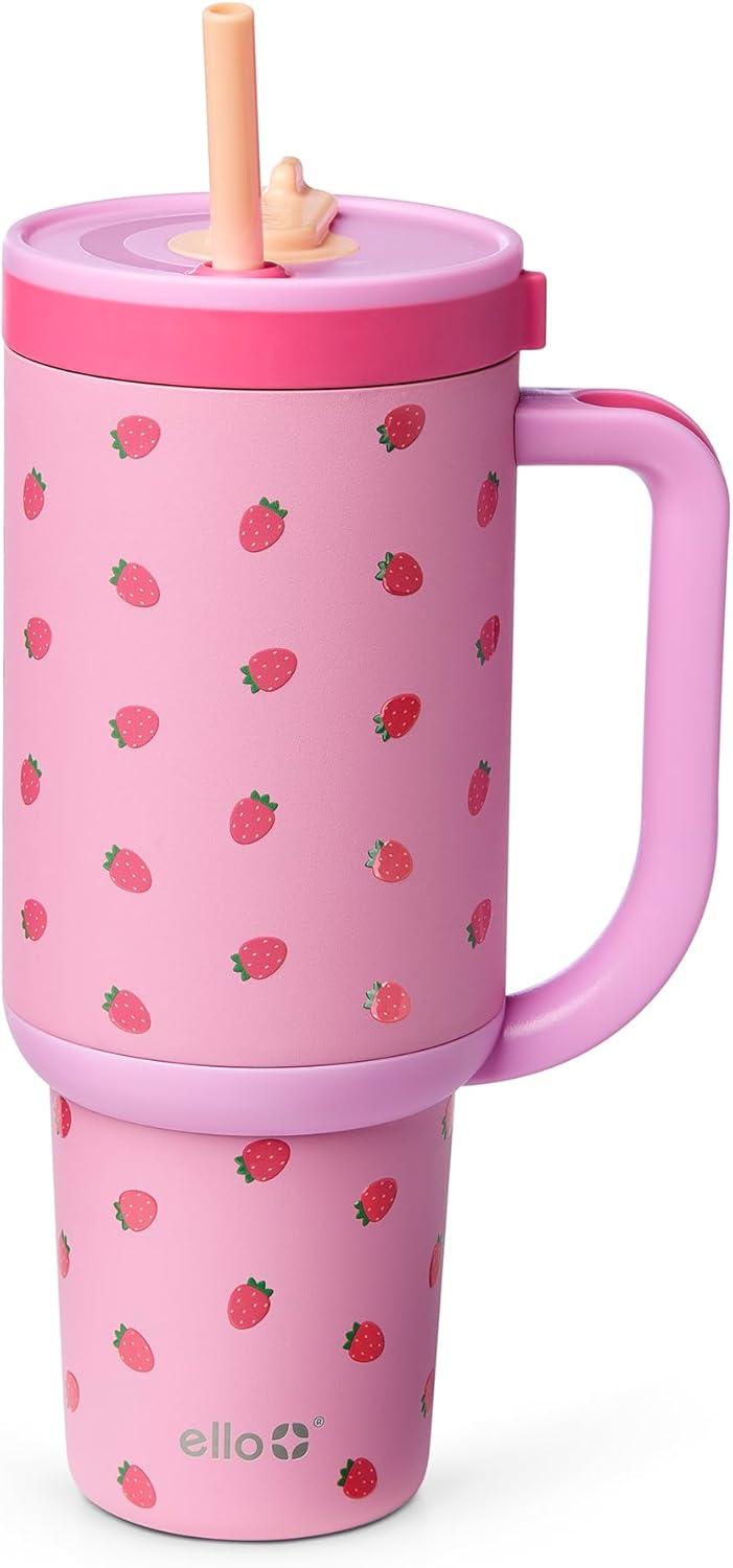 imageEllo Oasis 40oz Stainless Steel Water Bottle  Flower QuiltStrawberries