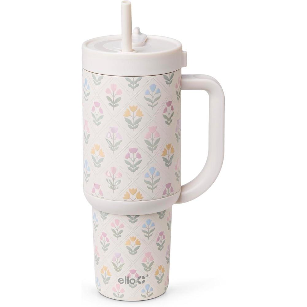 imageEllo Oasis 40oz Stainless Steel Water Bottle  Flower QuiltFlower Quilt