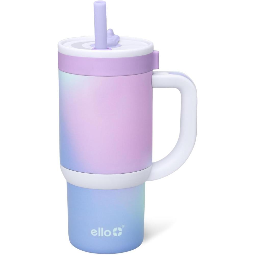 imageEllo Oasis 40oz Stainless Steel Water Bottle  Flower QuiltPurple Swirl