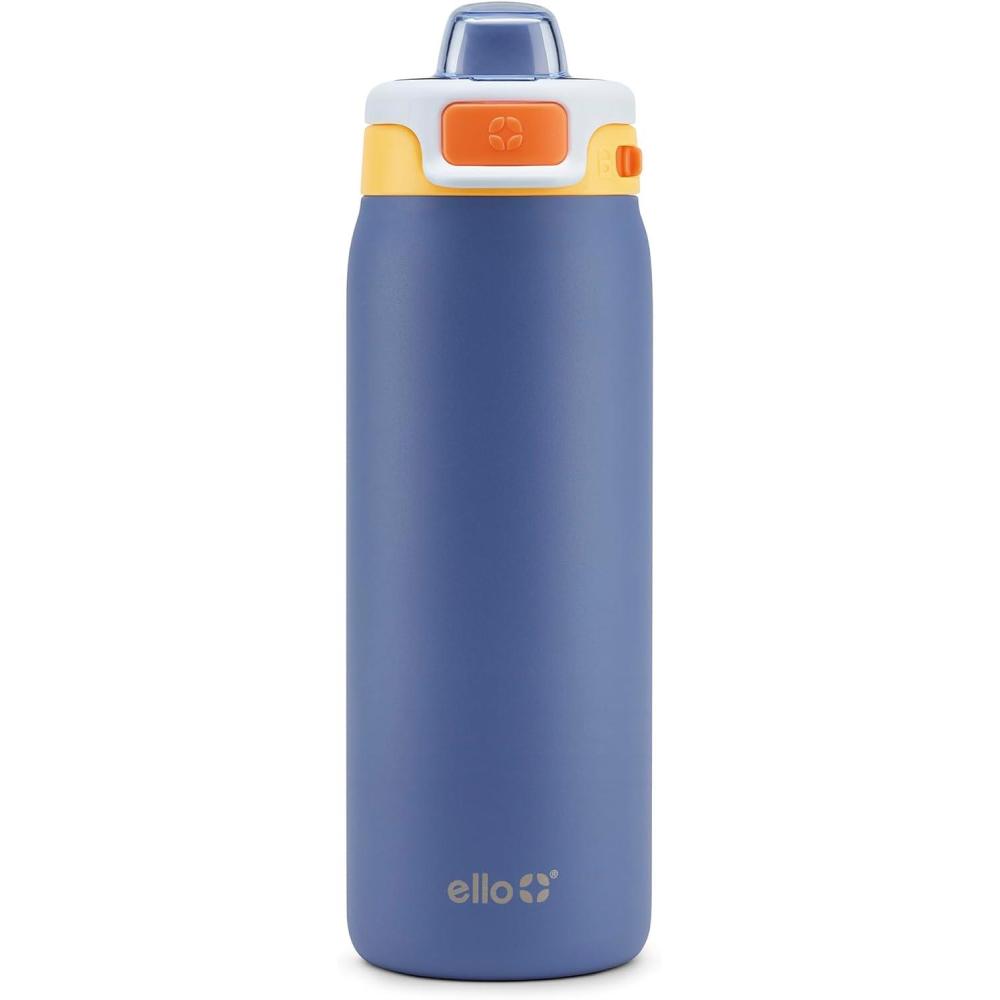 imageEllo Pop ampamp Fill 18oz Stainless Steel Kids Water Bottle with Quick Fill Lid  Vacuum Insulated BPA Free Bottle with Leak Proof Straw and Chug Lid Dishwasher Safe Gift For Kids Teens Preppy CherriesLighthouse