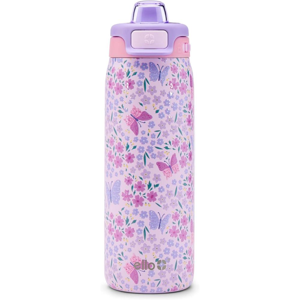 imageEllo Pop ampamp Fill 18oz Stainless Steel Kids Water Bottle with Quick Fill Lid  Vacuum Insulated BPA Free Bottle with Leak Proof Straw and Chug Lid Dishwasher Safe Gift For Kids Teens Preppy CherriesWinging It