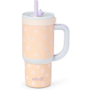 imageEllo Oasis 40oz Stainless Steel Water Bottle  Flower QuiltOrange Daisies