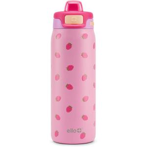 imageEllo Pop ampamp Fill 18oz Stainless Steel Kids Water Bottle with Quick Fill Lid  Vacuum Insulated BPA Free Bottle with Leak Proof Straw and Chug Lid Dishwasher Safe Gift For Kids Teens Preppy CherriesStrawberries