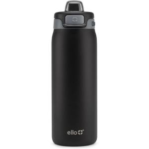 imageEllo Pop ampamp Fill 18oz Stainless Steel Kids Water Bottle with Quick Fill Lid  Vacuum Insulated BPA Free Bottle with Leak Proof Straw and Chug Lid Dishwasher Safe Gift For Kids Teens Preppy CherriesTonal Black