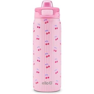 imageEllo Pop ampamp Fill 18oz Stainless Steel Kids Water Bottle with Quick Fill Lid  Vacuum Insulated BPA Free Bottle with Leak Proof Straw and Chug Lid Dishwasher Safe Gift For Kids Teens Preppy CherriesPreppy Cherries