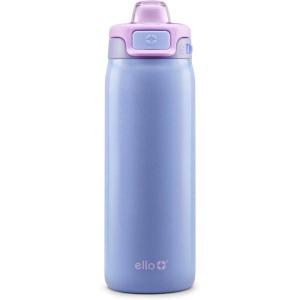imageEllo Pop ampamp Fill 18oz Stainless Steel Kids Water Bottle with Quick Fill Lid  Vacuum Insulated BPA Free Bottle with Leak Proof Straw and Chug Lid Dishwasher Safe Gift For Kids Teens Preppy CherriesShiny Purple