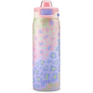 imageEllo Pop ampamp Fill 18oz Stainless Steel Kids Water Bottle with Quick Fill Lid  Vacuum Insulated BPA Free Bottle with Leak Proof Straw and Chug Lid Dishwasher Safe Gift For Kids Teens Preppy CherriesCheetah
