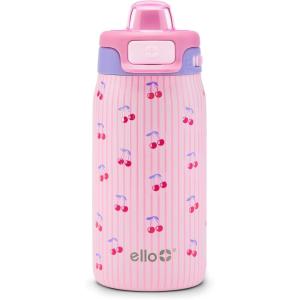 imageEllo Kids Pop ampamp Fill 12oz Toddler Water Bottle with Quick Fill Lid DoubleWall Vacuum Insulated Stainless Steel Leak Proof BPA Free Sip ampamp Chug For School Lunchboxes Preppy CherriesPreppy Cherries