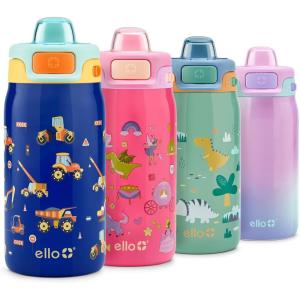 imageEllo Kids Pop ampamp Fill 12oz Toddler Water Bottle with Quick Fill Lid DoubleWall Vacuum Insulated Stainless Steel Leak Proof BPA Free Sip ampamp Chug For School Lunchboxes Preppy CherriesConstruction Site