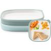 image:imageEllo Clean Start Toddler Everything Plate 2 Pack  BPAFree Ceramic Plates with Silicone Sleeve for BabiesToddlers  MicrowaveDishwasher Safe PlasticFree High Chair Friendly Quiet TideTech BlueDewdropGrayed Jade