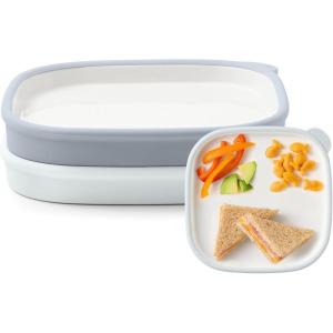image:imageEllo Clean Start Toddler Everything Plate 2 Pack  BPAFree Ceramic Plates with Silicone Sleeve for BabiesToddlers  MicrowaveDishwasher Safe PlasticFree High Chair Friendly Quiet TideTech BlueQuiet TideTech Blue