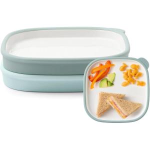 image:imageEllo Clean Start Toddler Everything Plate 2 Pack  BPAFree Ceramic Plates with Silicone Sleeve for BabiesToddlers  MicrowaveDishwasher Safe PlasticFree High Chair Friendly Quiet TideTech BlueDewdropGrayed Jade
