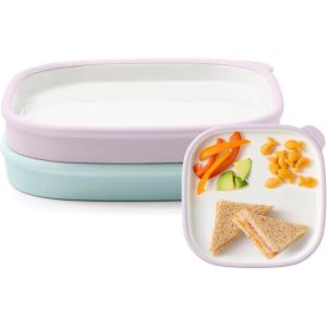 image:imageEllo Clean Start Toddler Everything Plate 2 Pack  BPAFree Ceramic Plates with Silicone Sleeve for BabiesToddlers  MicrowaveDishwasher Safe PlasticFree High Chair Friendly Quiet TideTech BlueDewdropSugarplum