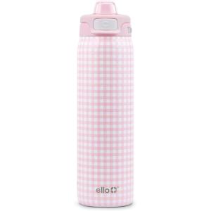 image:imageEllo Pop amp Fill Insulated Stainless Steel Water Bottle with Quick Fill Lid Leakproof Locking Sip or Chug Spout BPAFree Double Wall Vacuum Insulated for Sports Travel amp School 22oz  32oz  40ozPink Gingham